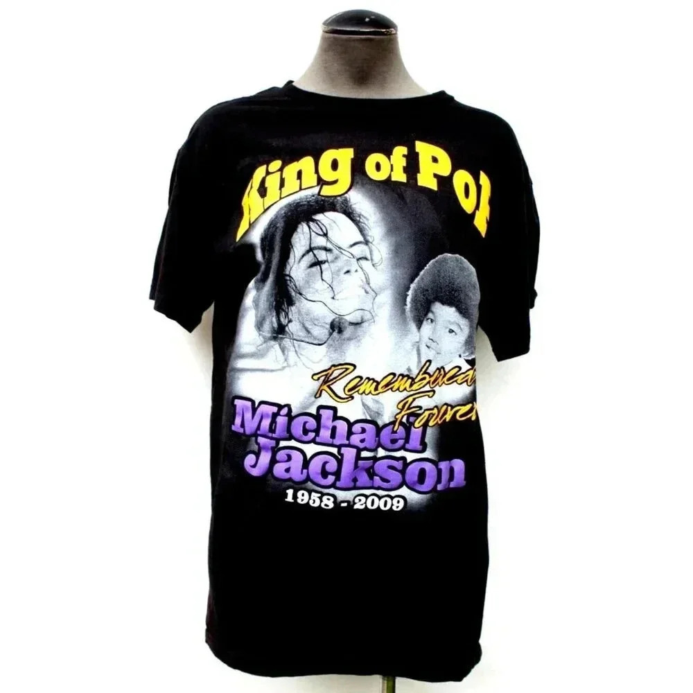 Vintage 2009 Black RIP Memorial Michael Jackson Concert T-Shirt Mens Size Medium